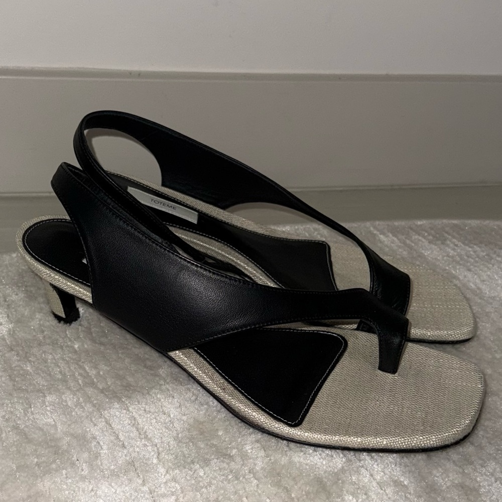 Toteme Sculptural Slingback Sandals, 40, Canvas Black - Picture 14 of 17